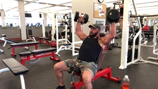 پرش شانه دمبل همراه با کش