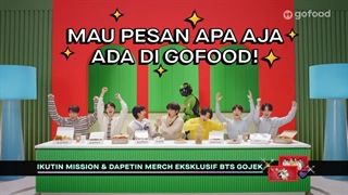 ویدیو منتشر شده از کانال توییتر GoFood Indonesia با ویدیویی تبلیغاتی از همکاری BTS با این برند