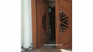 درب اتوماتیک لولایی (سوئینگ) طرح چوب