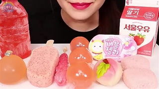 ASMR MUKBANG PINK HONEY JELLY RECIPE, ICE CREAM, TIKTOK JELLY, WAGASHI 꿀젤리 만들기 먹방 CONVENIENCE FOOD