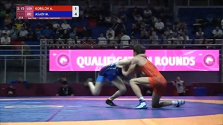1/2 FS - 51 kg: A. KOBILOV (UZB) v. M. ASADI (IRI)یک نیمه نهایی