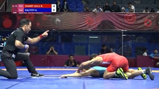 1/4 FS - 60 kg: B. SHARIP UULU (KGZ) v. A. KALIYEV (KAZ)