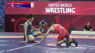 Round 3 FS - 57 kg: M. GARDESHI (IRI) v. A. KAZBAY (KAZ)