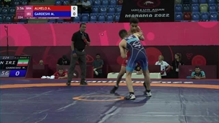 Round 1 FS - 57 kg: A. ALHELO (BRN) v. M. GARDESHI (IRI)