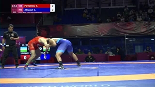 BRONZE FS - 92 kg: S. POYONOV (UZB) v. S. JAGLAN (IND)