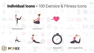 پروژه آماده افتر افکت 100 آیکون ورزشی و تناسب اندام