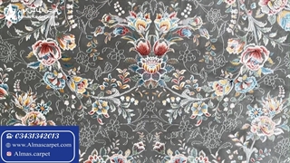 فرش الماس کویر کلکسیون اشرافی ، کد1593 ذغالی