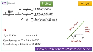 نمونه سوالات جبران‌سازی توان راکتیو و بانک خازن در آزمون نظام مهندسی - قسمت دوم