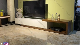 میز تلویزیون جدید طرح مدرن رنگ سفید و چوبی