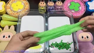 اسلایم زرد و رنگین کمانی LABUBU !!!